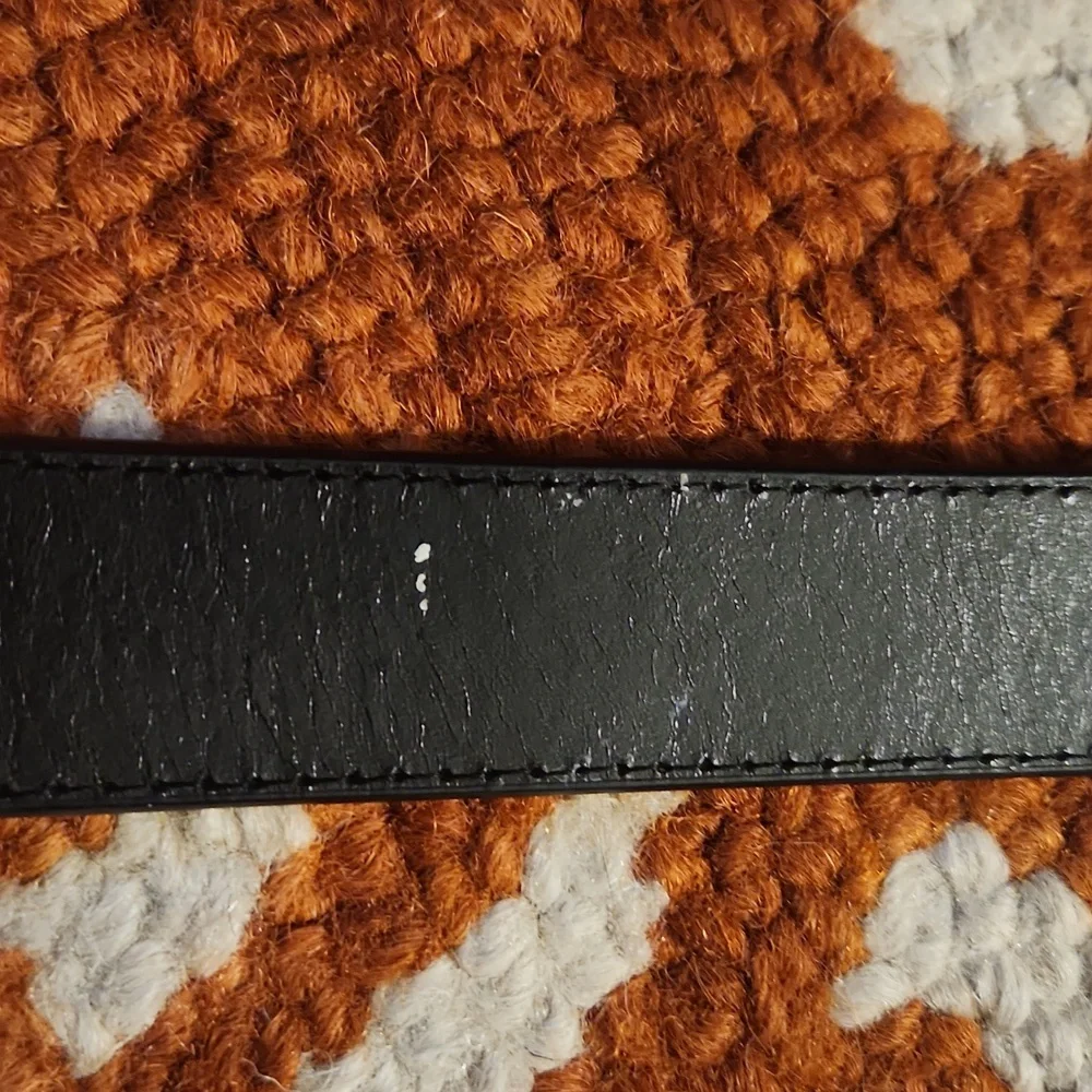 Coldwater Creek Genuine Leather Black Belt Silver Buckle Size L/X